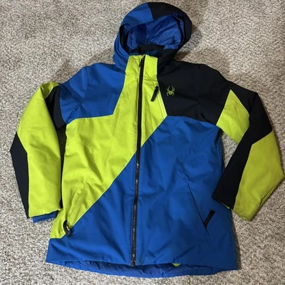 Chaqueta Spyder Juvenil 18 Azul Verde Con Capucha Esquí Snowboard Invierno Aislado F19 Foto 1 de 4