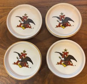 Set of 4 Vintage Anheuser Busch Eagle Drink Coasters 3 1/2" Round Ceramic - Picture 1 of 5