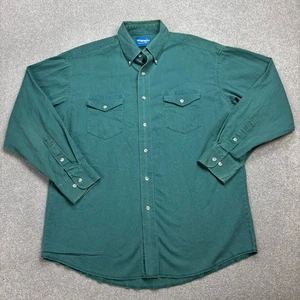 Wrangler Denim Shirt Adult Large Green Cowboy Cut Tall Western Rodeo Ranch Men - Picture 1 of 7
