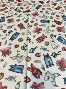 Vintage Dianna Marcum Laundry Hanging out to Dry Cotton Fabric 36” X 44” - Picture 1 of 5