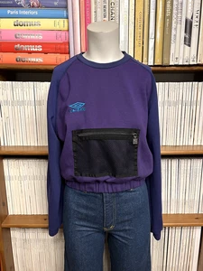 Umbro Damas 8 10 S Jersey Sudadera Recortada Jersey Bolsillo Años 80 Púrpura De Colección - Imagen 1 de 8