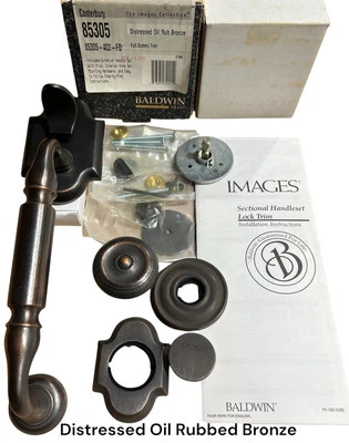 Baldwin85305-402-FD Dummy Door Handle Distressed Oil Rubbed Bronze Canterbury - Image 1 of 4