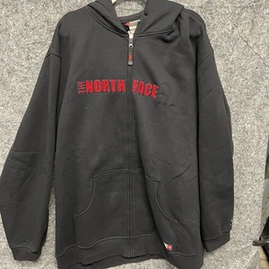 Maglione uomo vintage raro The North Face XXL nero full zip con cappuccio tasca - Foto 1 di 13