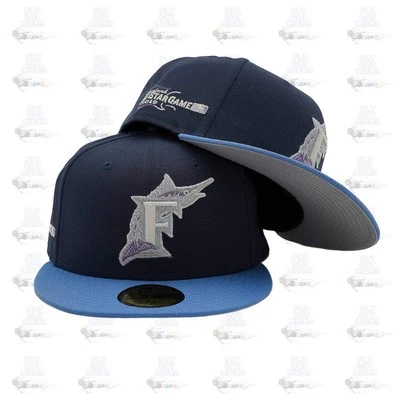 New Era Florida Marlins '19 ASG Navy Blue Gray 59Fifty 5950 Patch Fitted Cap Hat - Image 1 of 4
