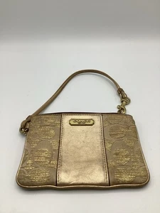 Coach Signature Logo Streifen Geldbörse Gold Authentisch - Bild 1 von 7
