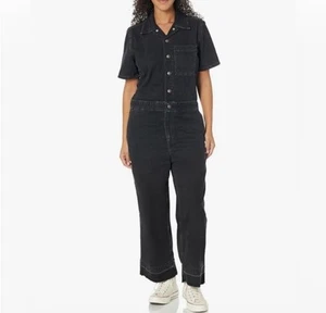 Levi's Coveralls Womens Small Black Short Sleeve Denim Jumpsuit Straight Leg NEW - Picture 1 of 17