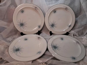 Vintage Easterling Dinner Plate Set Of 4 Atomic Celestial Starbirst 10.5" Unused - Picture 1 of 16