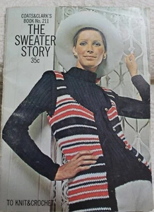 Folleto de instrucciones de tejido vintage 1971 Coats and Clark's "The Sweater Story" - Imagen 1 de 11
