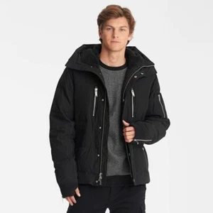 Giacca parka uomo Karl Lagerfeld sherpa foderata piumino nero - small - vendita al dettaglio $595 - Foto 1 di 8