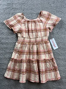 Cat & Jack Girl's Size Small (6-7) Short Sleeve Gauze Dress Plaid - Picture 1 of 4