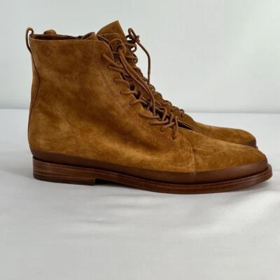 Botines Vince Cooper para mujer con cordones talla 11 en gamuza marrón con corbata y cierre de cremallera Foto 1 de 4