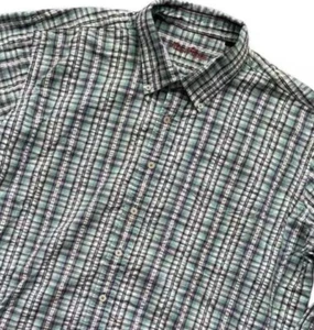 Camicia uomo Alan Flusser multicolore a quadri con bottoni manica lunga taglia XXL - Foto 1 di 7