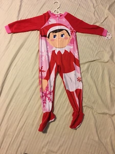 THE ELF ON THE SHELF: pijama frontal de 1 pieza para niñas con cremallera con pies: rojo/rosa, 4 - Imagen 1 de 1