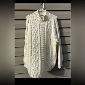 Vtg Women’s Y2K Eve Ltd Oversized cream cable chunky knit Aran sweater L Rory - Picture 1 of 6