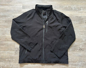 TUMI T-TECH Mens Jacket Full Zip Concealed Hood Windbreaker Lined L Black Logo