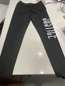 JUSTICE Girls SIZE 12 Black Leggings White Letters On Leg! - Picture 1 of 3