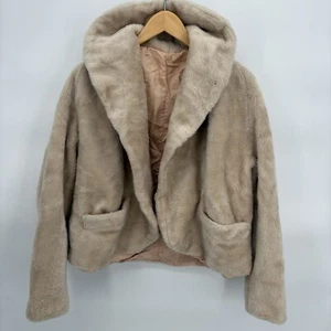 True Vintage 60's Soft White Faux Fur Waist Length Jacket Cowl Neck Mod/Gogo - Picture 1 of 9
