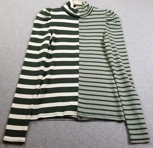 VERONICA BEARD Sweater Womens Extra Small XS Green White Cedar Turtleneck Stripe - Picture 1 of 14