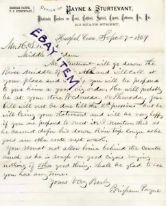 1869 Hartford Connecticut BRIGHAM PAYNE FRANCIS C STURTEVANT Civil War Veteran - Picture 1 of 1