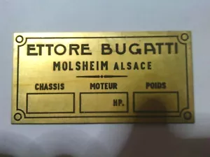 Nameplate Plaque Bugatti Brass Plaque s99 Pre War - Picture 1 of 1