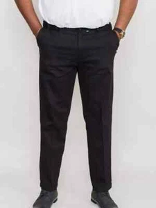 D555 Duke Big Mens Chino Trousers Adjustable Waist Black 42"-60" (KS1465B)