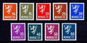 NORWAY — SCOTT 168/176 — 1937 COAT OF ARMS, 2ND REDRAWING — MNH — SCV $106 - Picture 1 of 2
