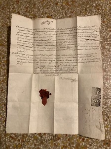 RARO Documento Manuscrito Antiguo Siglo XVIII con reliquia: ¡Impresionante Sello de Cera! - Imagen 1 de 14