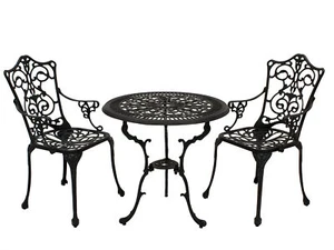 Sitzgruppe Gartenset Gartenmöbel Gartengarnitur LUGANO 3-teilig Alu Metall grau - Bild 1 von 8