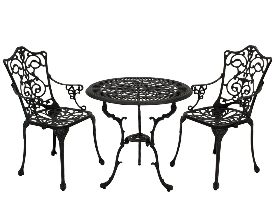 Sitzgruppe Gartenset Gartenmöbel Gartengarnitur LUGANO 3-teilig Alu Metall grau - Bild 1 von 4