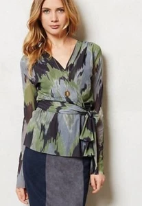 Anthropologie Bluse XS SWEET PEA Top LIANA Mesh Faux Wickel Bindegürtel Nylon Neu mit Etikett - Bild 1 von 4