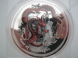 2012 - AUSTRALIA - PERTH LUNAR -" YEAR OF THE DRAGON" - COLORIZED GEM PROOF!! - Picture 1 of 3