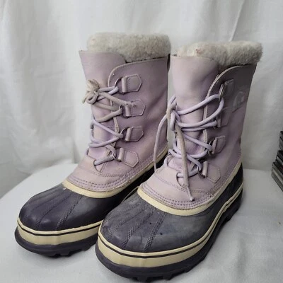 Sorel лаванда черные водонепроницаемые зимние сапоги карибу для холодной погоды размер женский 8 - Изображение 1 из 4