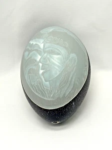 Aboriginal Engraved Emu Egg Art 14cm Traditional Profile Design Australia - Picture 1 of 6
