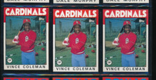 Lot (3) 1986 Topps Box Bottoms Hand Cut #D Vince Coleman Cardinals (DY68) SWSW6