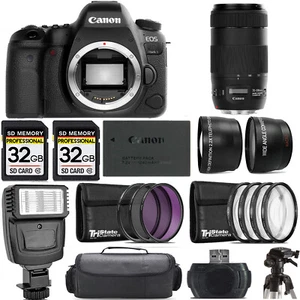 Canon EOS 6D Mark II DSLR Camera +70-300mm f/4-5.6 IS II USM Lens +Flash- Kit - Picture 1 of 7