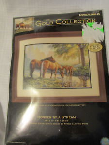 New Dimensions Gold Collection Horses By A Stream Cross Stitch Kit 35174