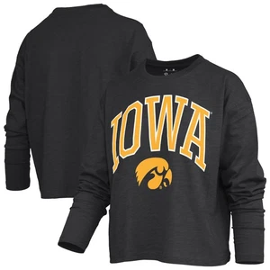 Pressbox donna nero Iowa Hawkeyes Motley Boxy vita-lunghezza manica lunga - Foto 1 di 3