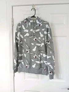 Divided Bugs Bunny Looney Tunes Hoodie Size Medium Hood Sweater All Over Print - Picture 1 of 5