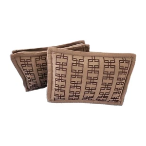 2x  Geometric  Down Filled Two Tone Brown  Rectangular  Lumbar  Throw Pillow 19" - Picture 1 of 15