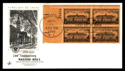 Mayfairstamps US FDC 1956 200th Anniversary Nassau Hall Seat of Continental Cong - Image 1 of 2
