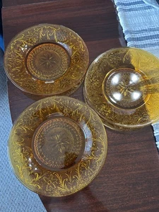 "Tiara de vidrio Indiana vintage 1205 exclusivos sándwich ámbar 10 1/4"" platos de cena 3" - Imagen 1 de 7