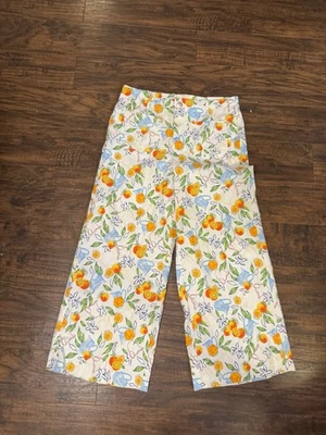 Pantalones Jules & Leopold Mujer Pierna Ancha Cintura Alta Playa Floral Fruta Talla M Foto 1 de 4