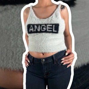 Forever 21 Fuzzy “Angel” Cropped Tank Top size small - Picture 1 of 4