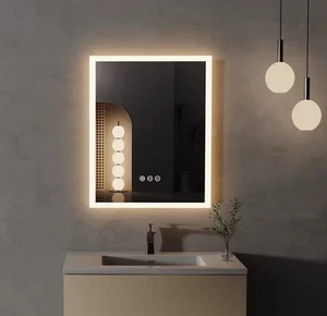 3-Lights Smart LED Bathroom Wall Mounted Mirror Smart Touch Anti Fog Dimmable - Picture 1 of 8