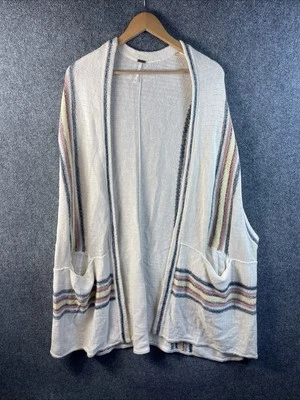 Cárdigan Free People Mujer Talla M/L Suéter Bolsillos Frente Abierto Beige Marfil N84 Foto 1 de 4