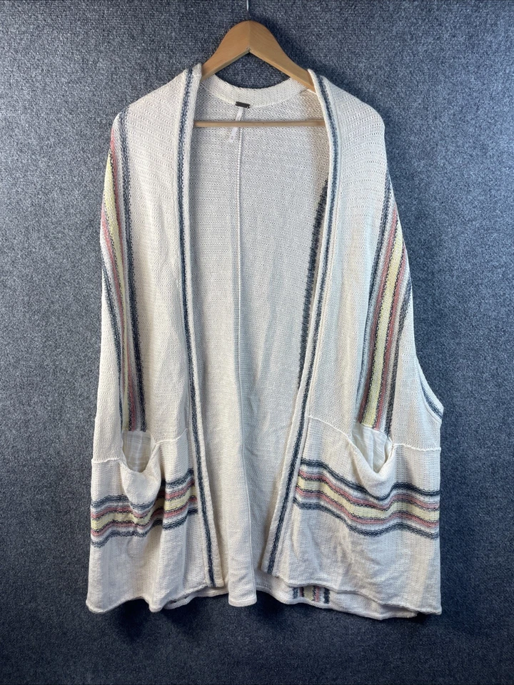 Cárdigan Free People Mujer Talla M/L Suéter Bolsillos Frente Abierto Beige Marfil N84 Foto 1 de 4