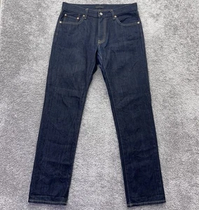 Uniqlo Jeans Mens 33x34 Blue Straight Leg Dark Wash Kaihara Denim 100% Cotton - Picture 1 of 12