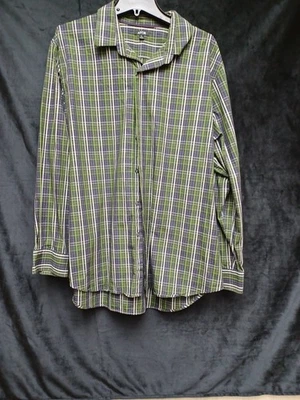Apt.9 Men's Superfine 80’s Cotton Modern Fit Dress Green/Blue/White Shirt Sz XL - Image 1 of 4