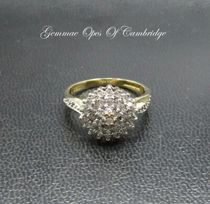 18k 18ct Gold Ring Diamond Cluster Size M 1/2 0.7tcw 4.3g - Picture 1 of 10