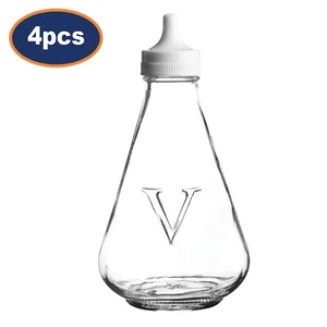 Juego de 4 contenedores de almacenamiento de botellas de vinagre de vidrio transparente con tapa blanca Ravenhead - Imagen 1 de 1